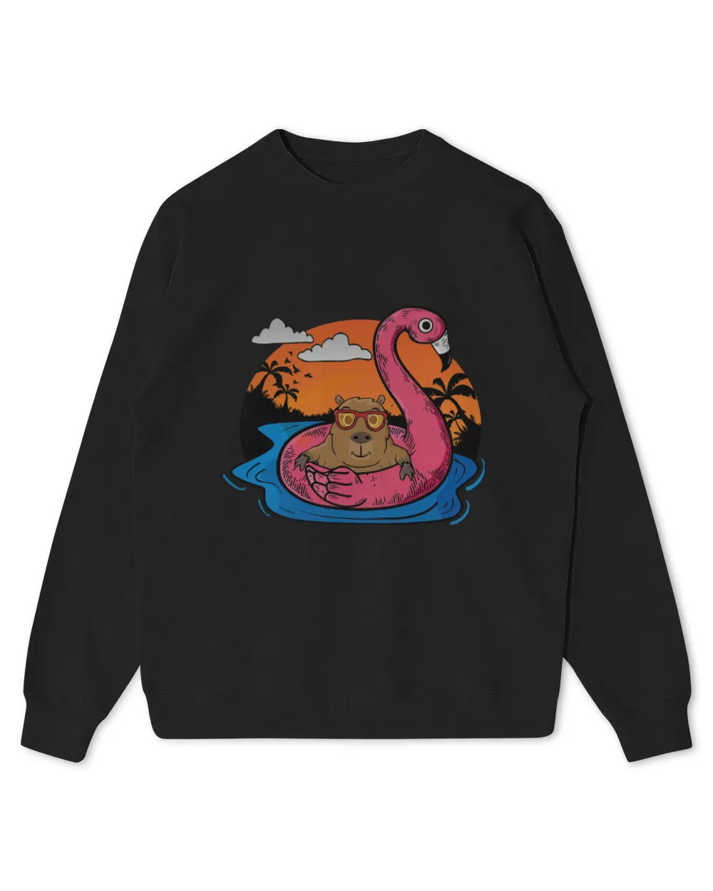 Capybara Mammal Swimming Pool Lover Men Flamingo