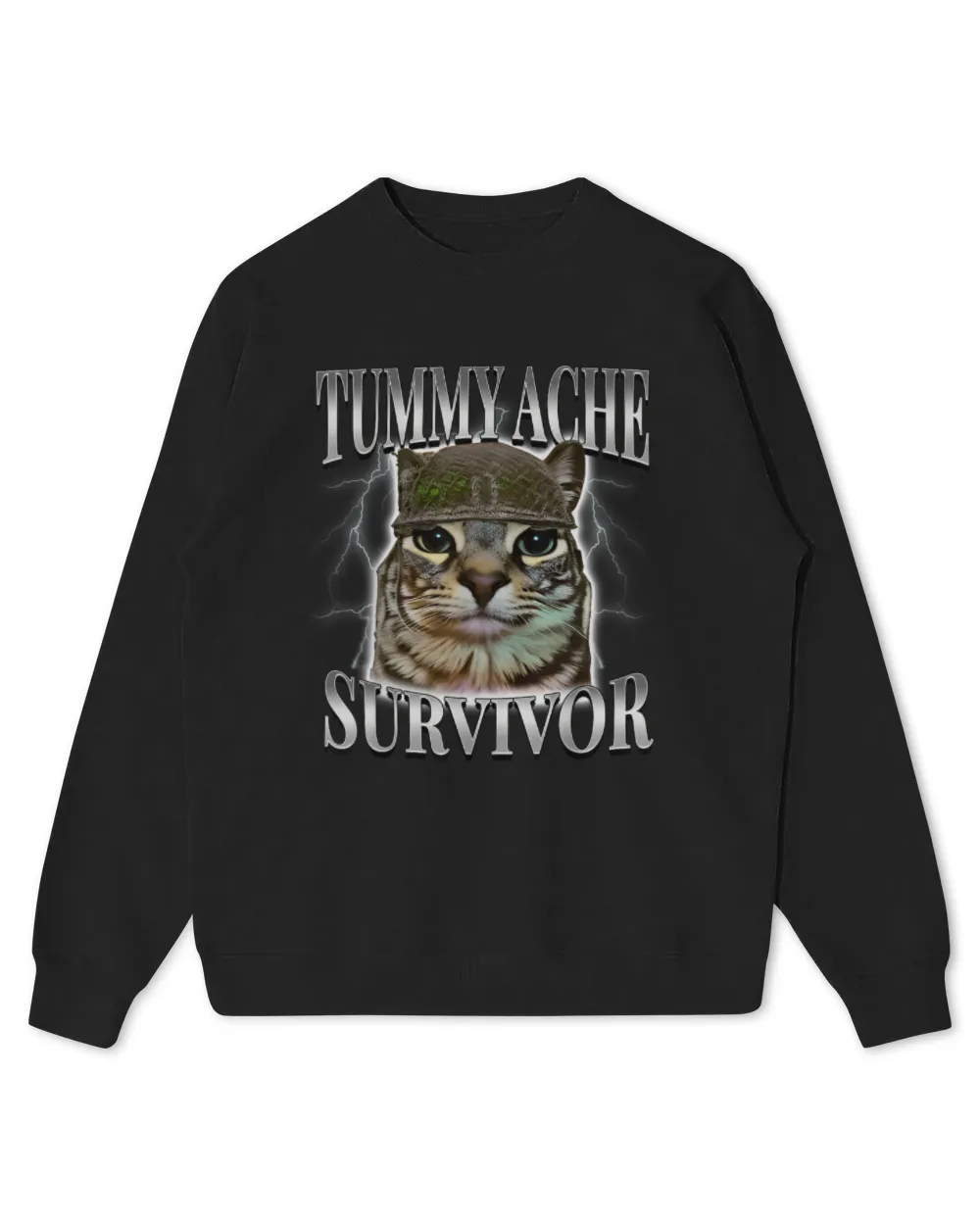 Tummy Ache Survivor Cat Meme Funny Saying Cats Animals TShirt