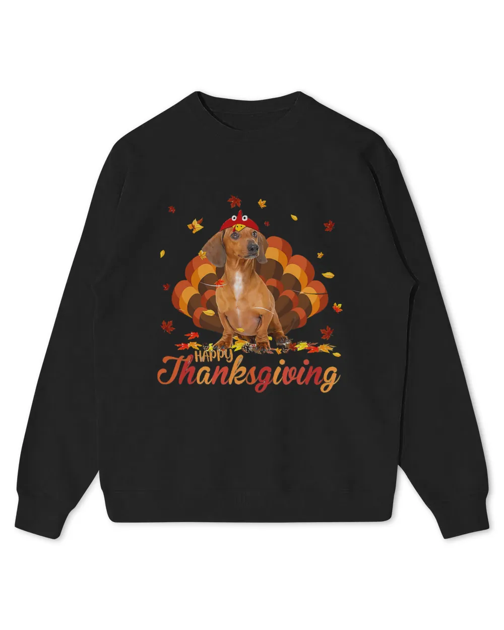 Cute Dachshund Happy Thanksgiving Turkey Dog Crispy Leaf40