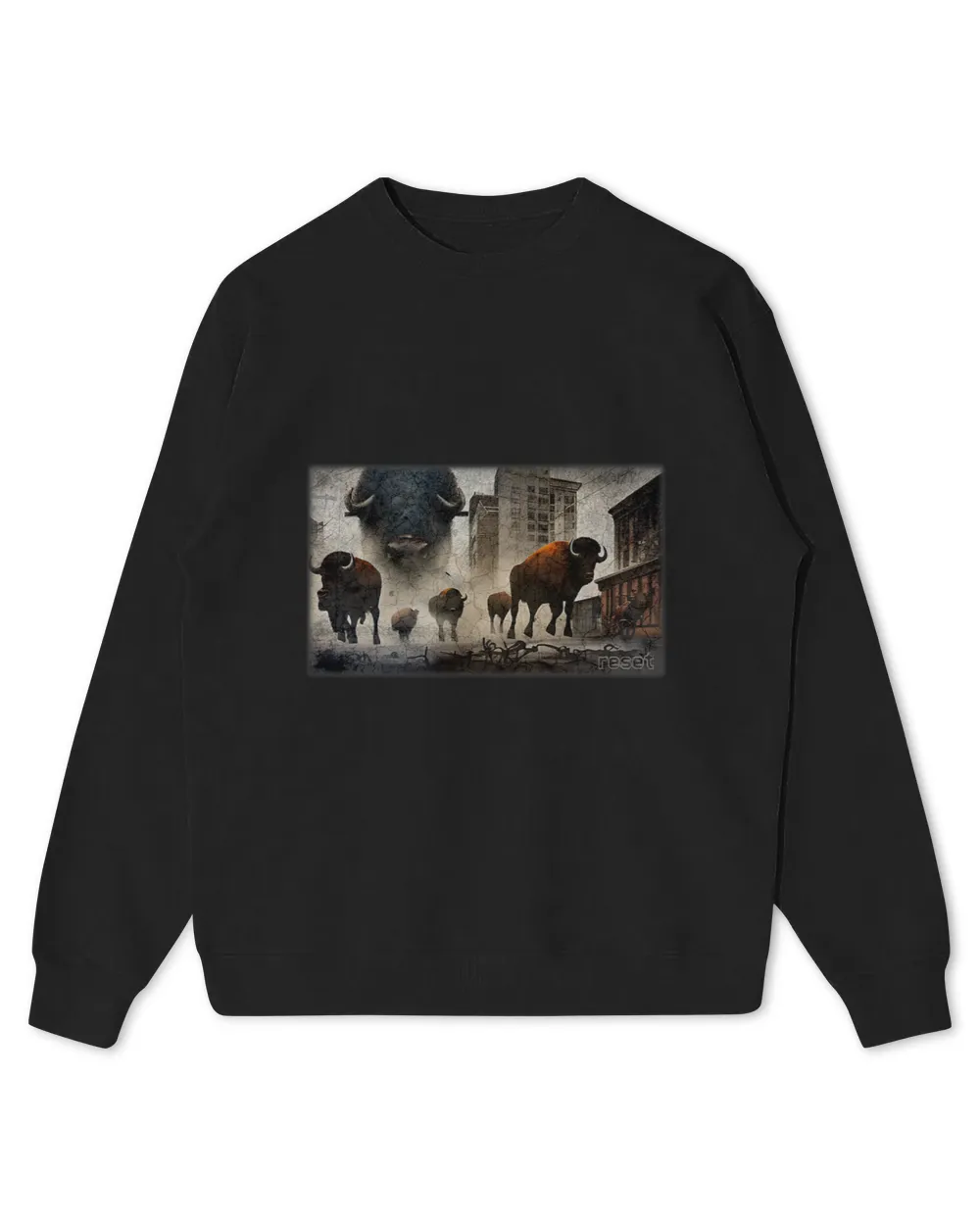 Illustration of Buffalo in City with Grunge Effect