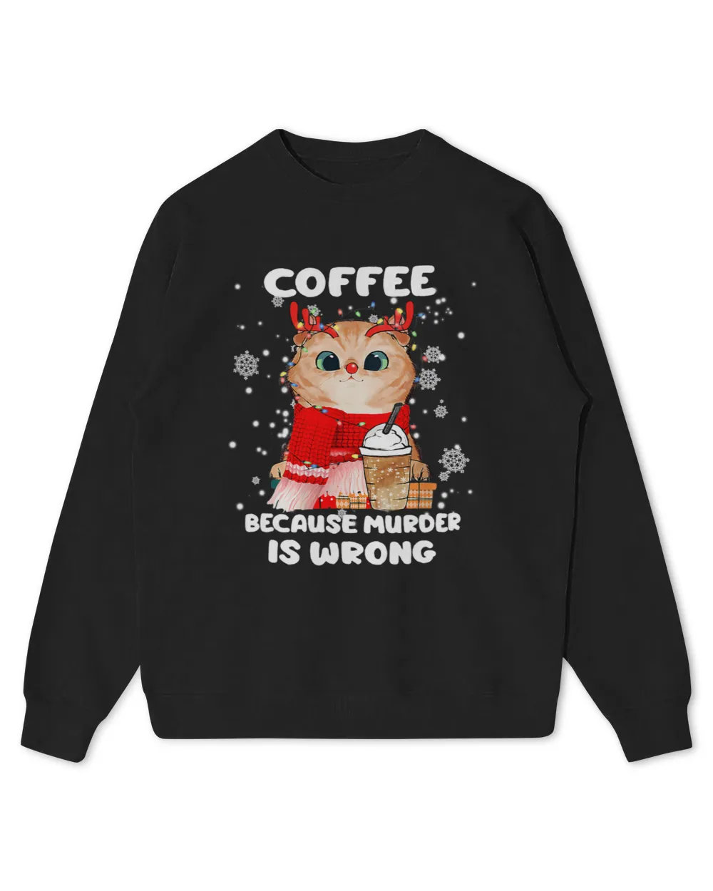 Merry Christmas Funny Cat Coffee Because Murder Is Wrong 124
