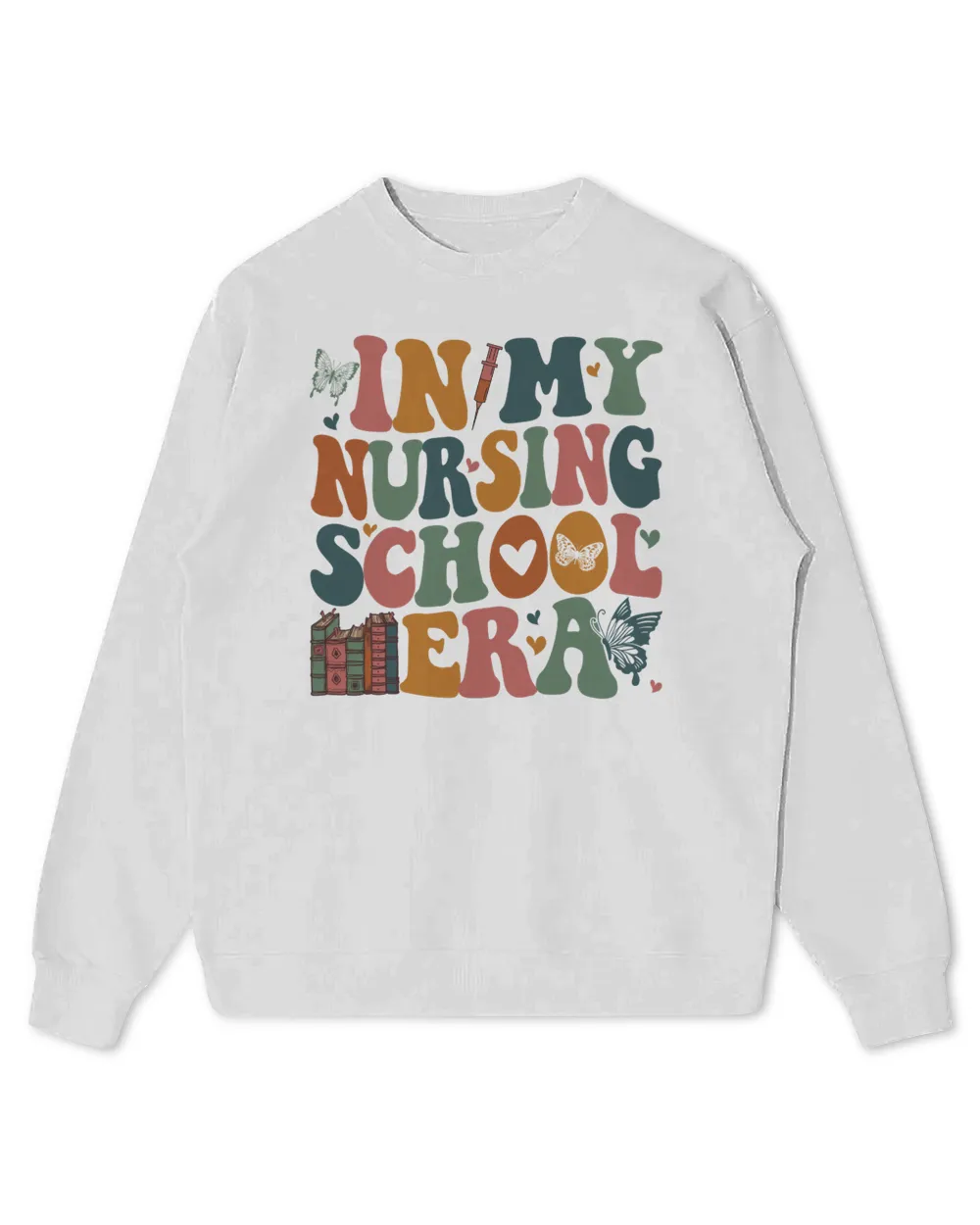 In My Nursing School Era Sweatshirt, Hoodies, Tote Bag, Canvas Kids Standard Sweatshirt white xs