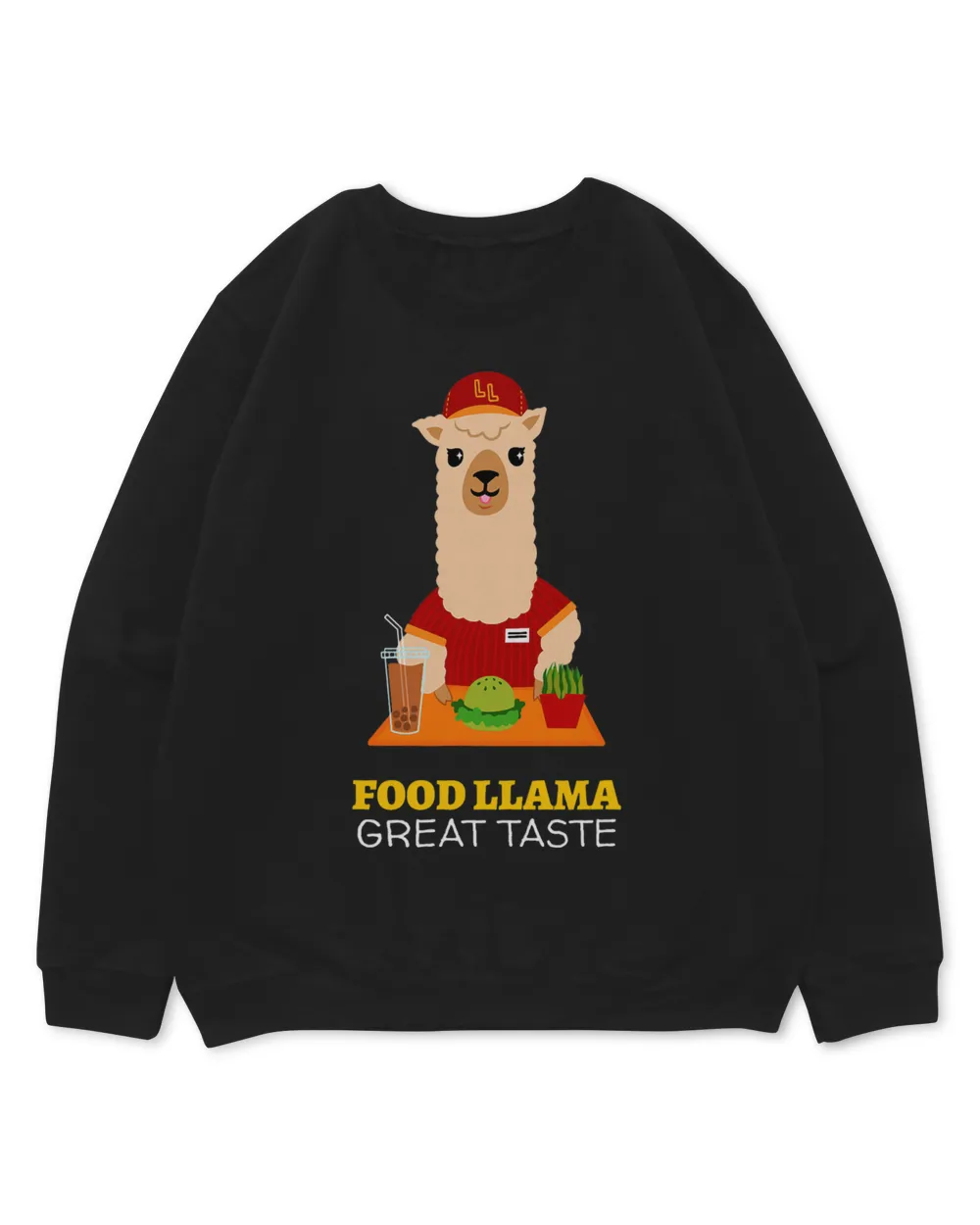 Funny Food Llama With Hat Meme For Party And Food Lovers