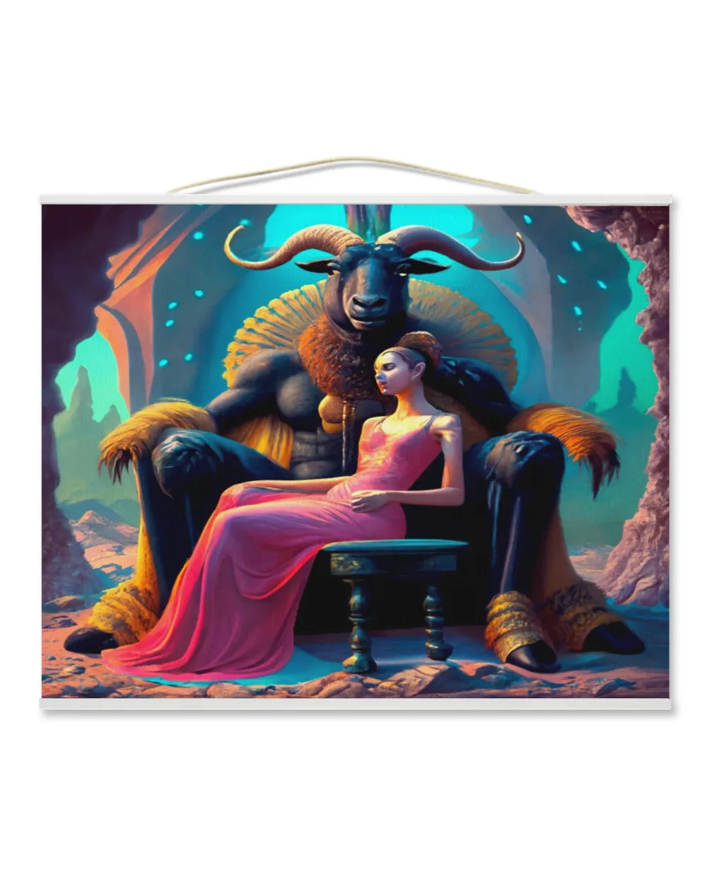 Black Throne Goat With Woman