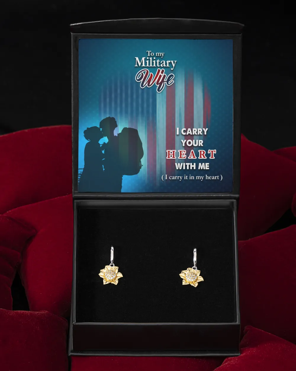 To My Military Wife - I Carry Your Heart- Gift From Husband With Message Card