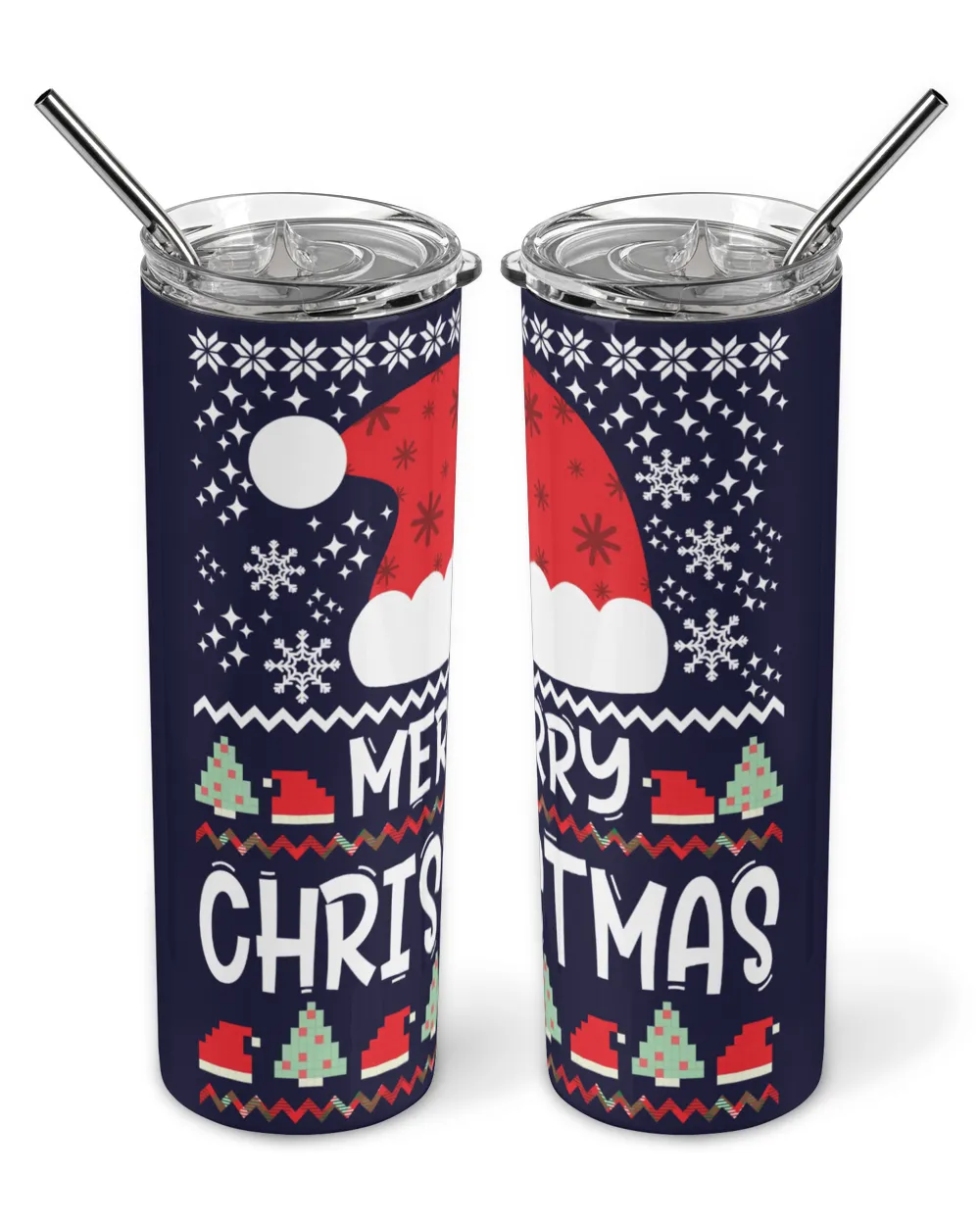 Merry Christmas Santa Hat Skinny Tumbler