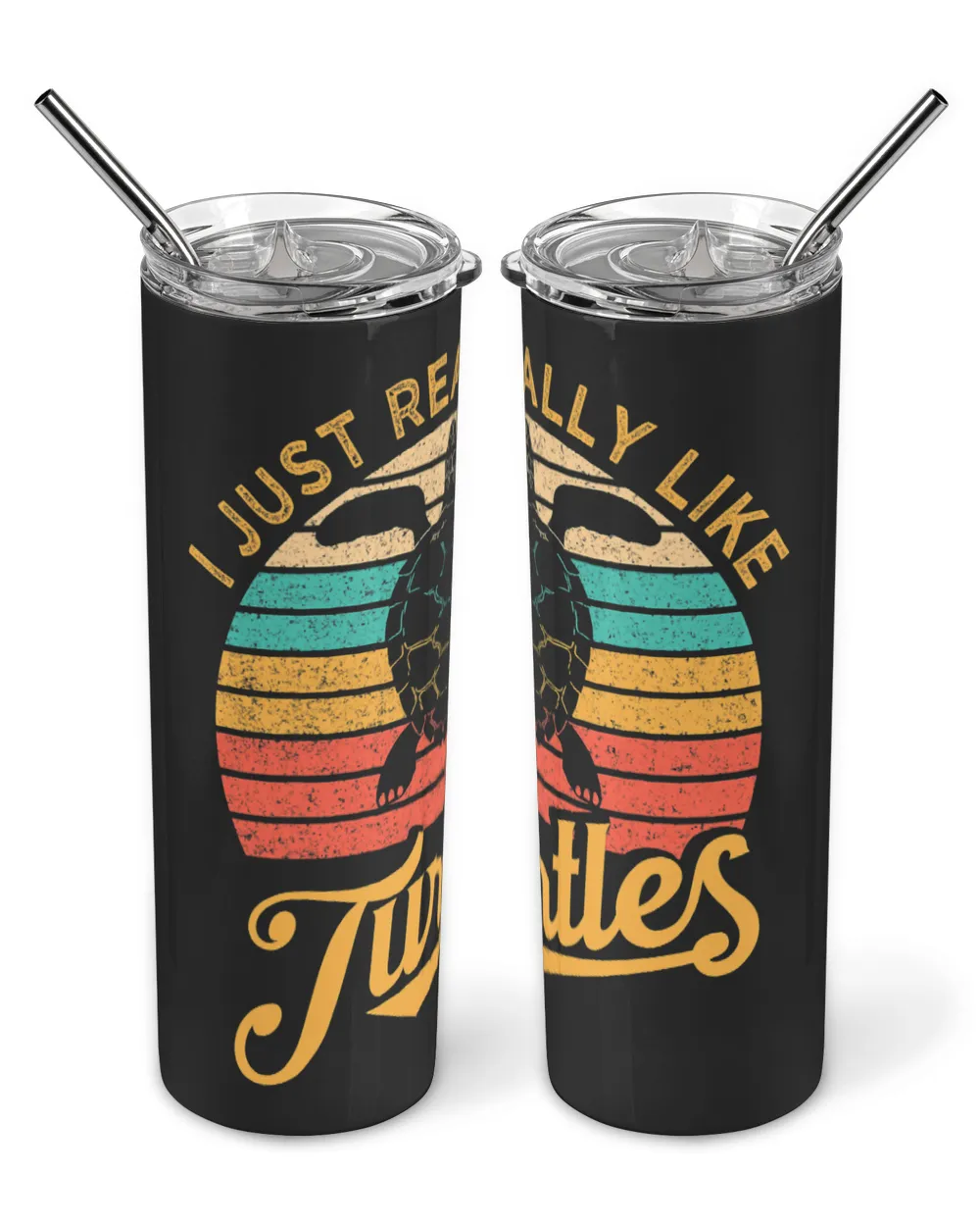 Turtle Lover I Just Really Like Turtles Sea Turtle Lover Retro Style Skinny Tumbler black 20oz