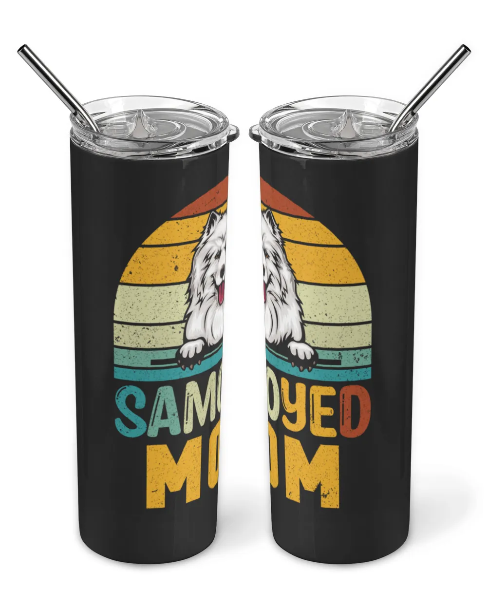 Samoyed Mom Skinny Tumbler black 20oz