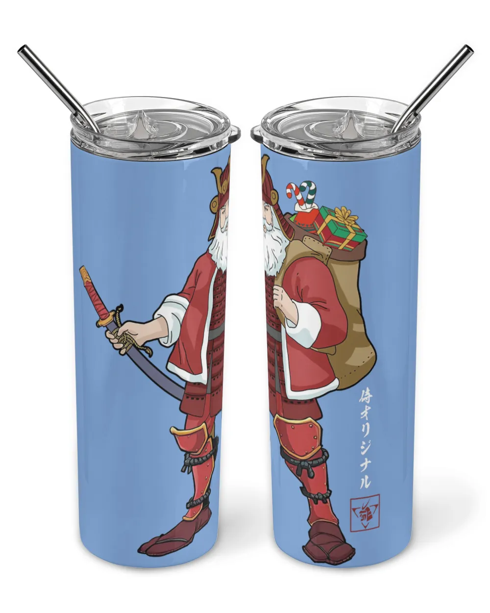 Santa Claus Is Samurai Wine Tumbler (12 oz)