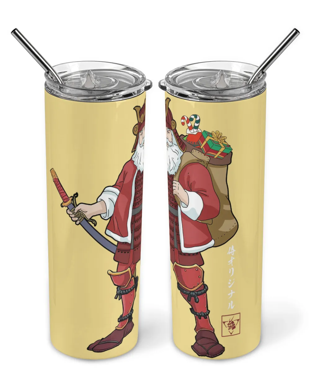 Santa Claus Is Samurai Wine Tumbler (12 oz)