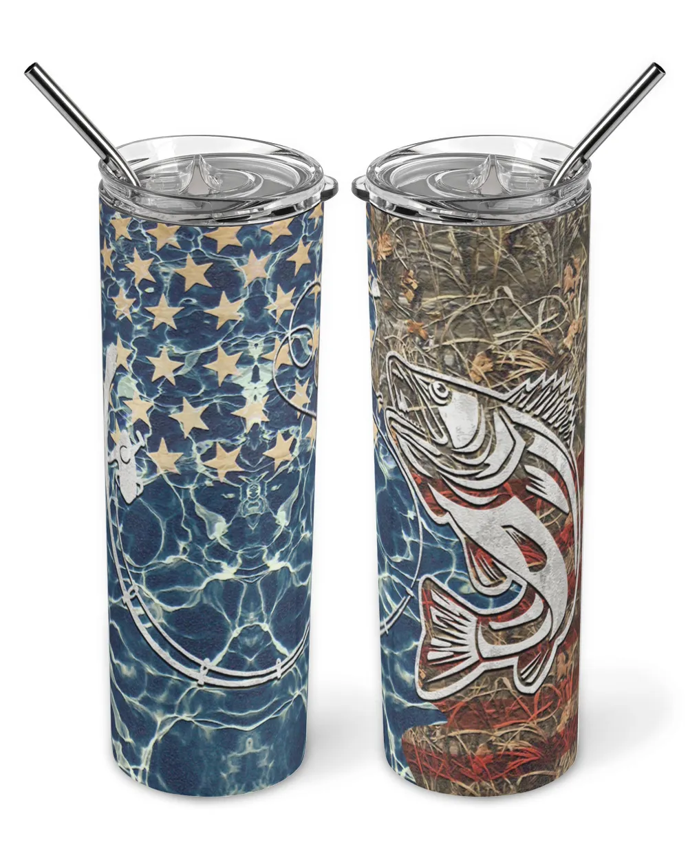 Skinny Tumbler American Fishing Skinny Tumbler white 20oz