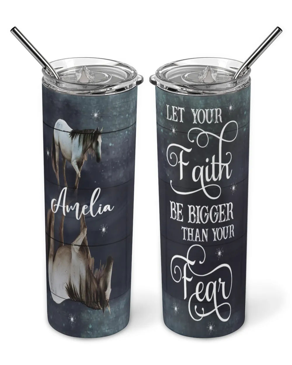 Personalized Custom Horse Faith Love Tumbler