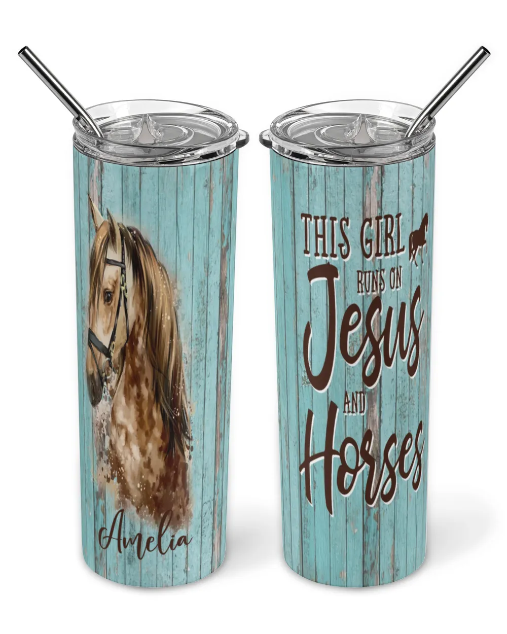 Personalized Custom Horse On Jesus Tumbler