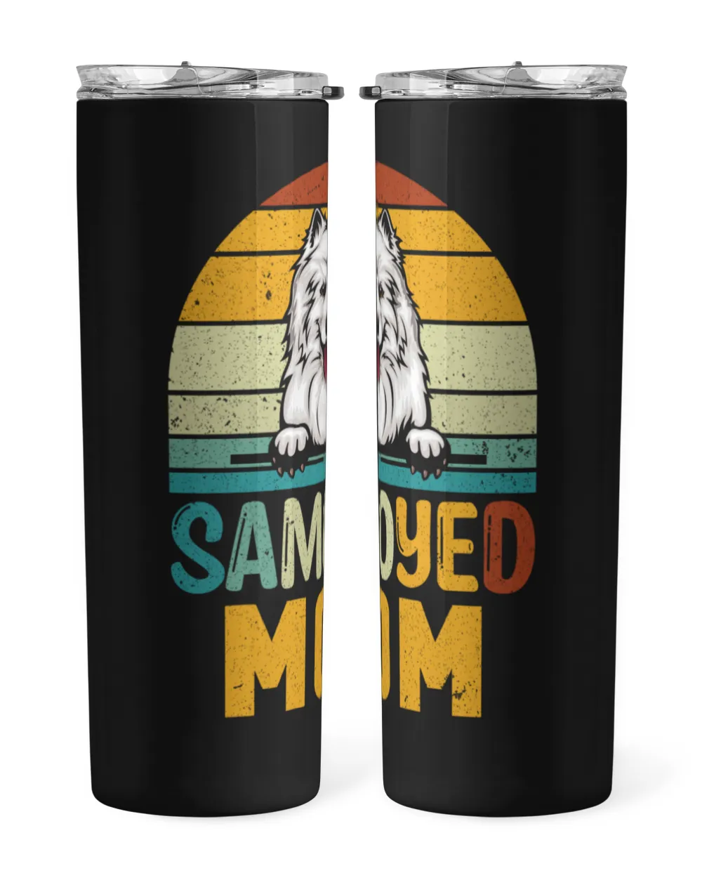 Samoyed Mom Skinny Tumbler black 20oz