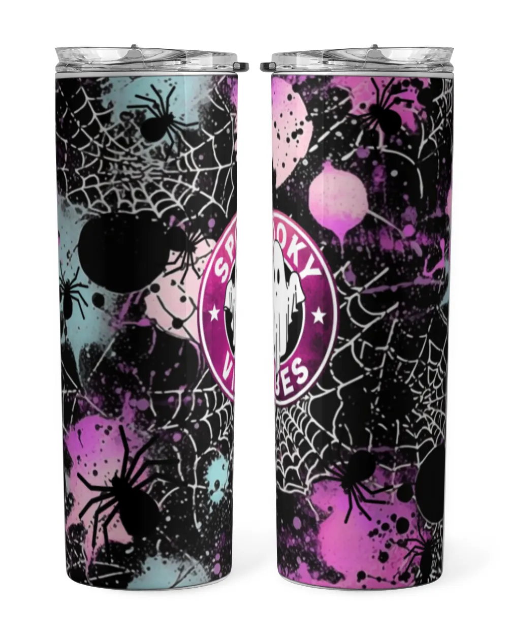 Spooky Vibes Season Halloween Skinny Tumbler white 20oz