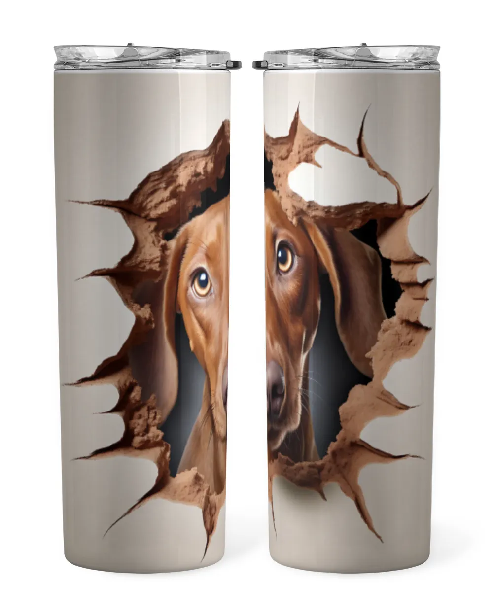 3D Dachshund Tumbler 1 Skinny Tumbler white 20oz