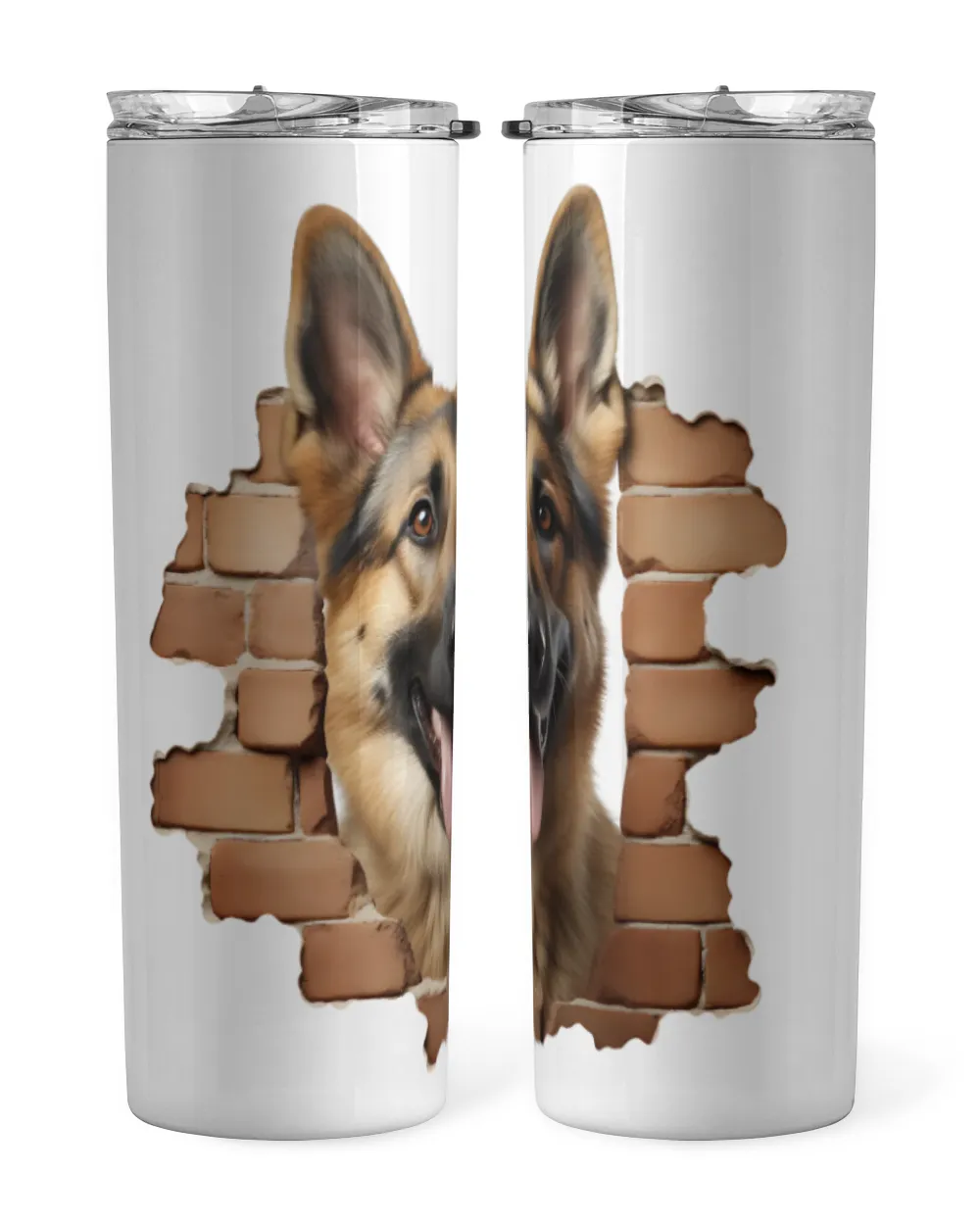 3D German Shepherd Tumbler 2 Skinny Tumbler white 20oz