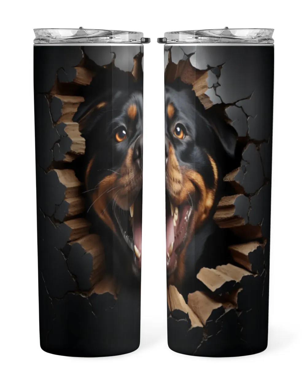 3D Rottweiler Tumbler 1 Skinny Tumbler white 20oz