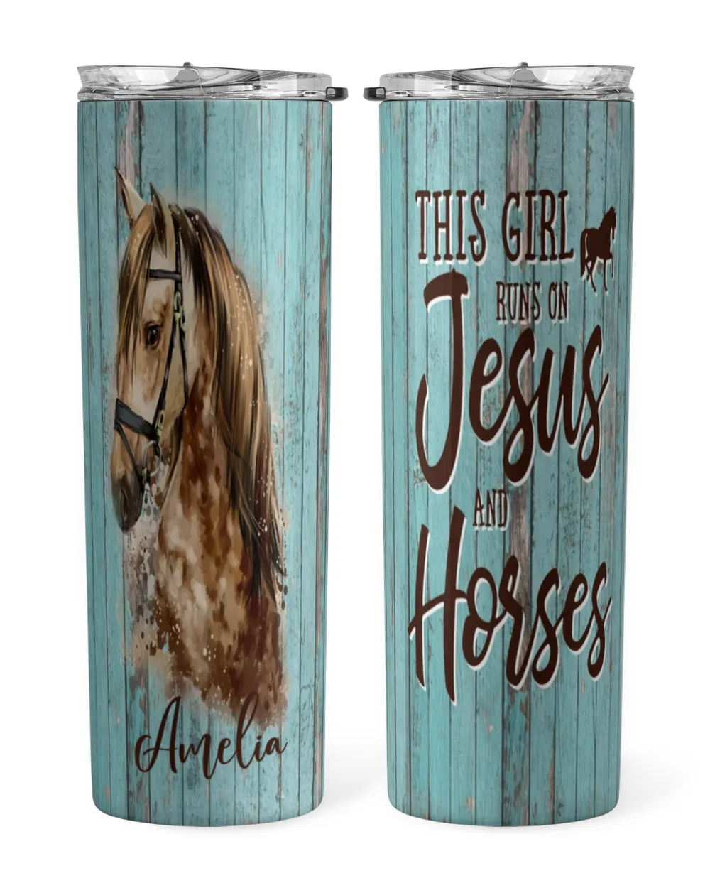 Personalized Custom Horse On Jesus Tumbler