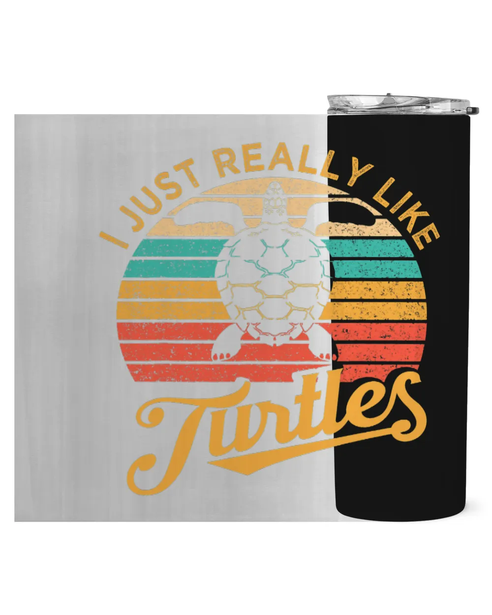 Turtle Lover I Just Really Like Turtles Sea Turtle Lover Retro Style Skinny Tumbler black 20oz