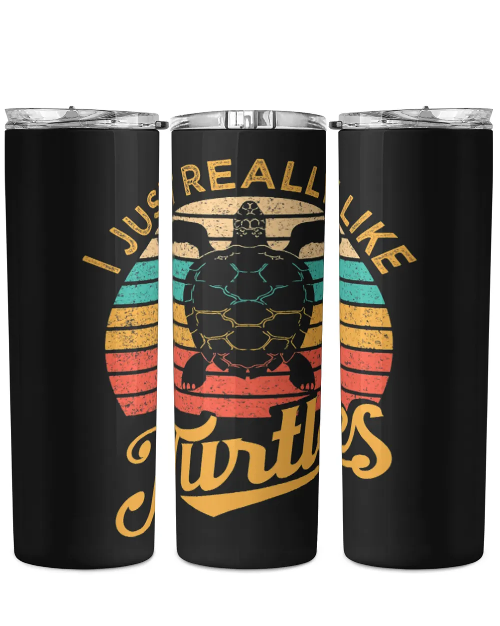 Turtle Lover I Just Really Like Turtles Sea Turtle Lover Retro Style Skinny Tumbler black 20oz