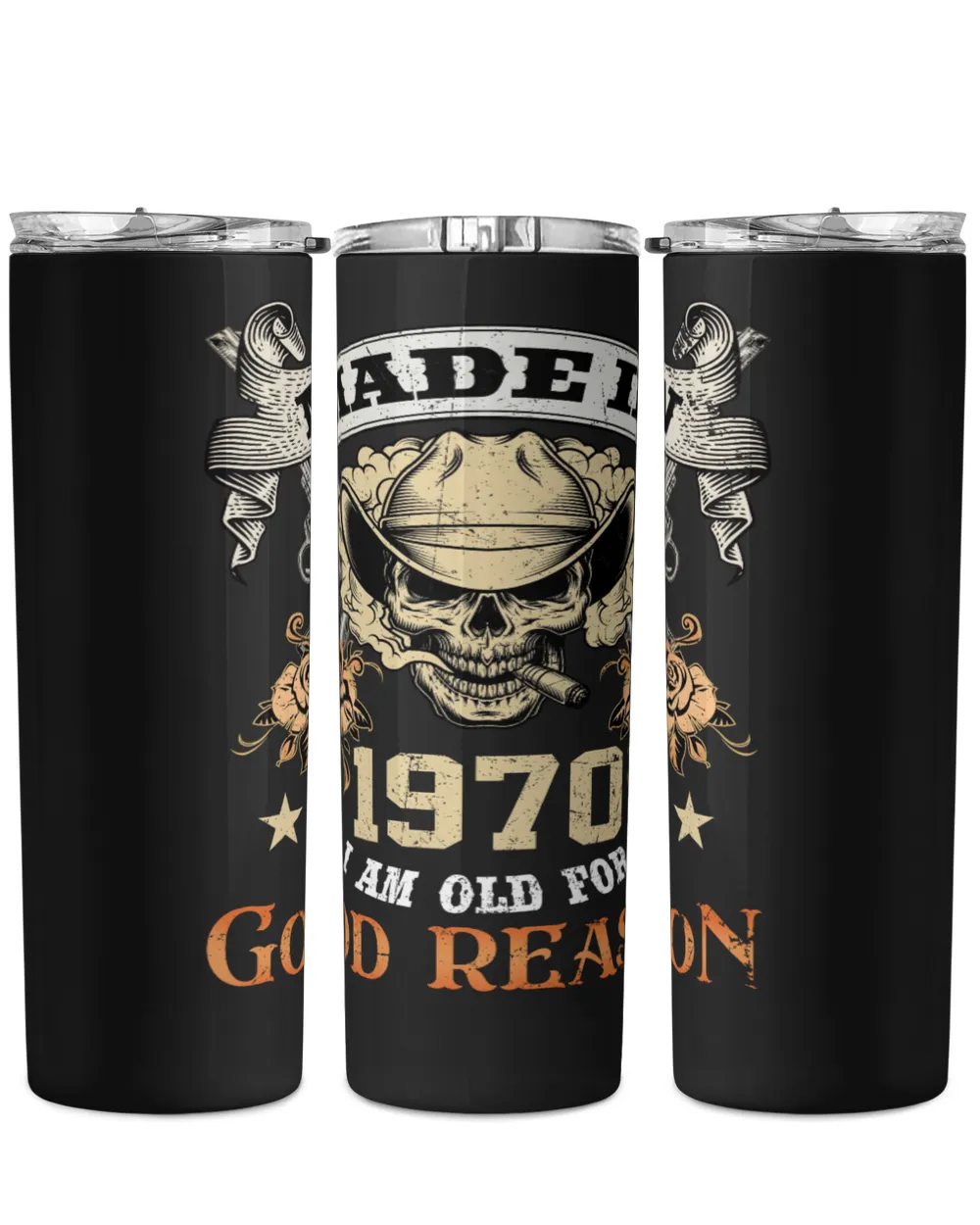 Made In 1970 I Am Old For Good Reason USA20 Skinny Tumbler black 20oz