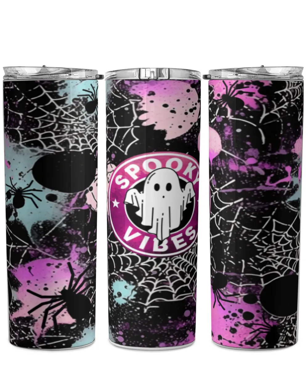 Spooky Vibes Season Halloween Skinny Tumbler white 20oz