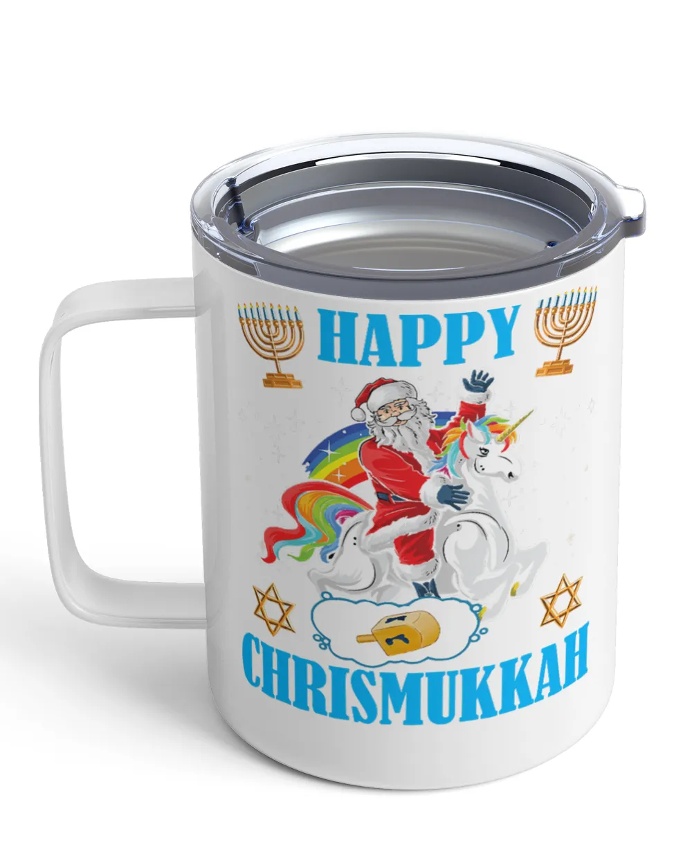 Unicorn Happy Chrismukkah Hanukkah Christmas Jewish Unicorn Santa 3