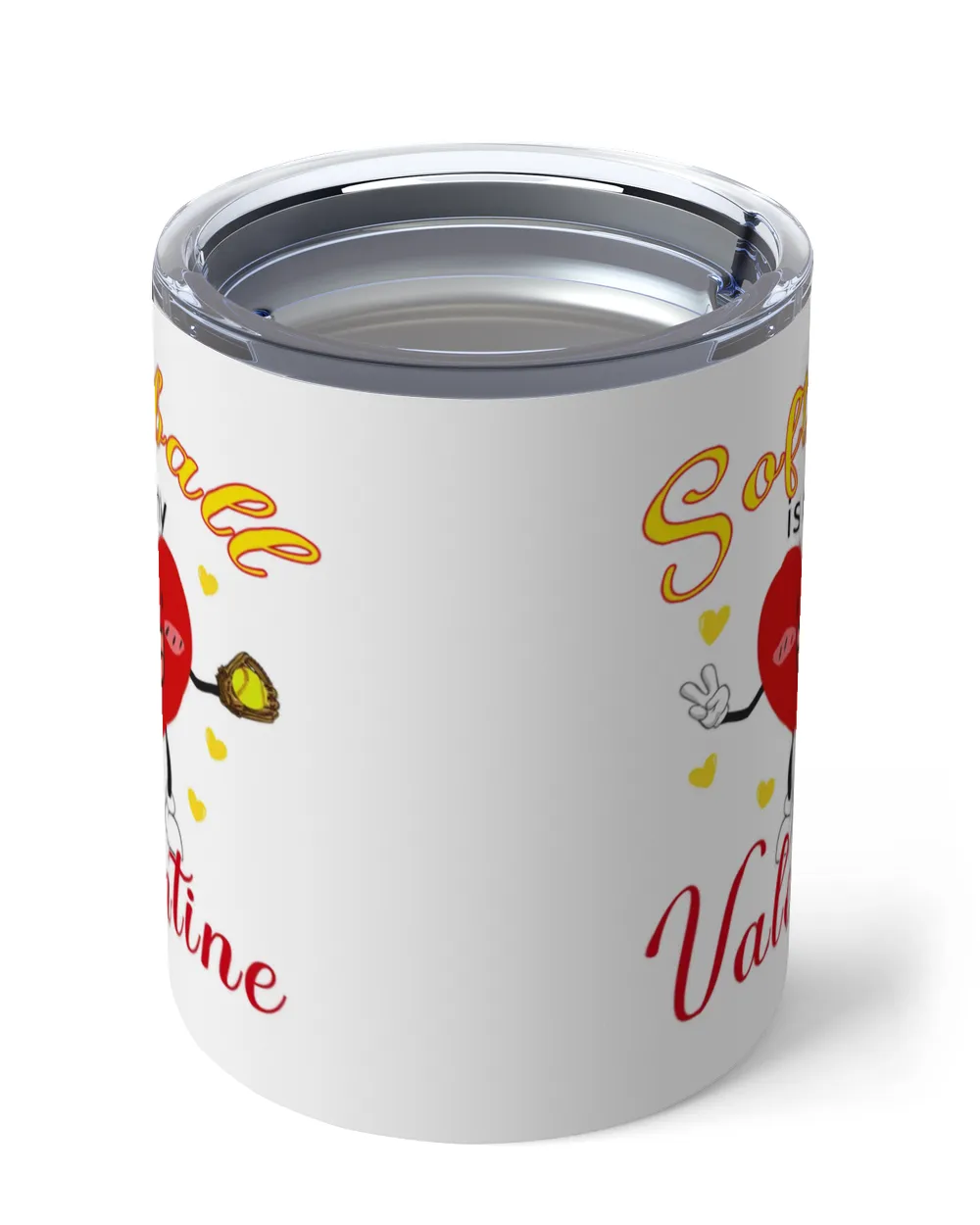 Softball Is My Valentine Mug- Valentine Mugs- Softball Mugs Insulated Mug white 10oz