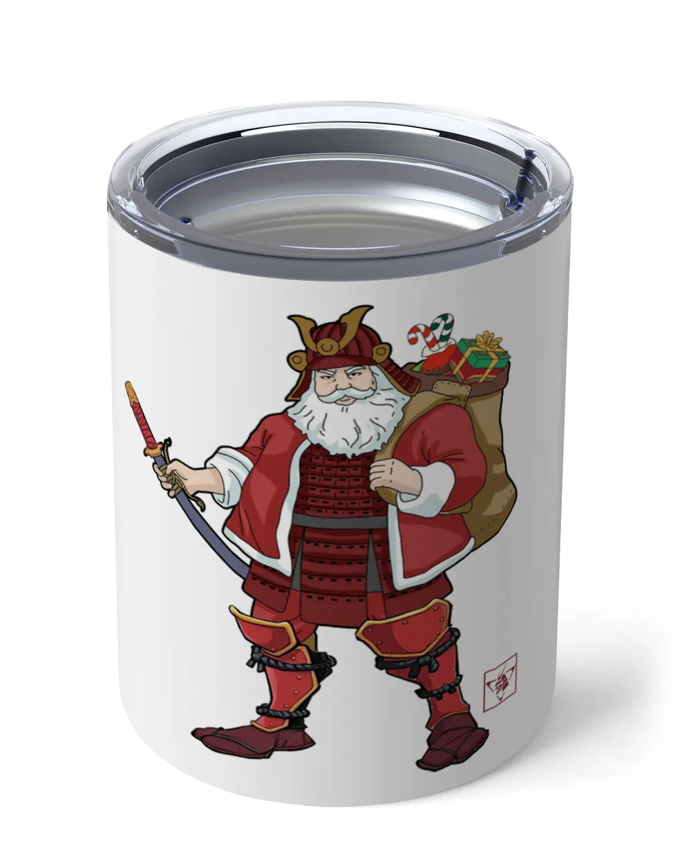 Santa Claus Is Samurai Wine Tumbler (12 oz)