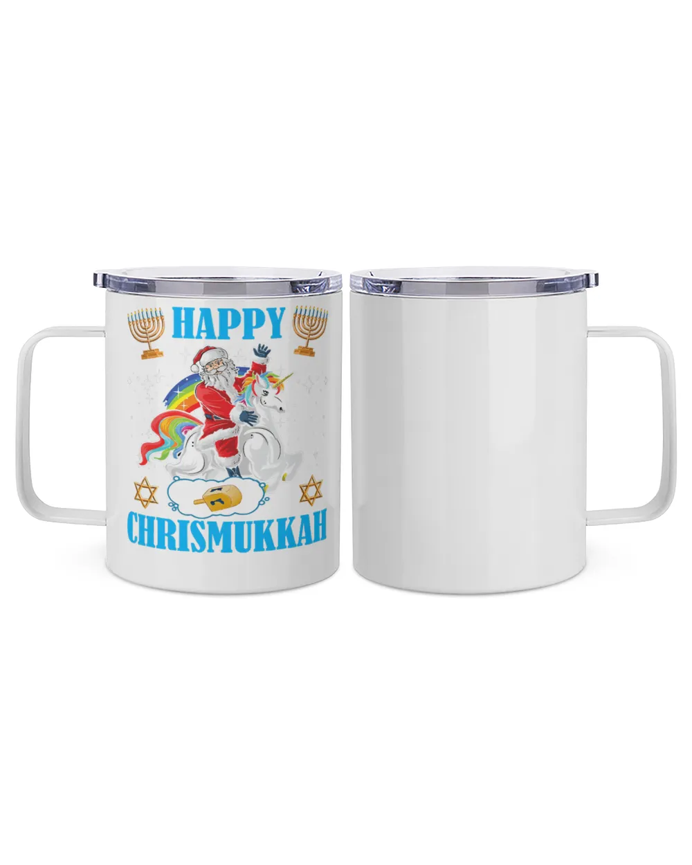 Unicorn Happy Chrismukkah Hanukkah Christmas Jewish Unicorn Santa 3