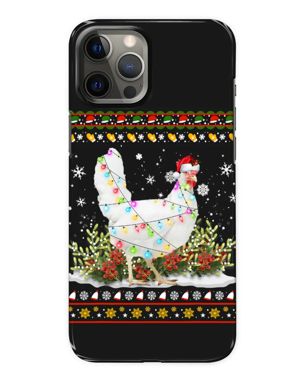 Chicken Ugly Christmas Sweater Santa Hat Tree Lights Xmas 132 Hen Rooster