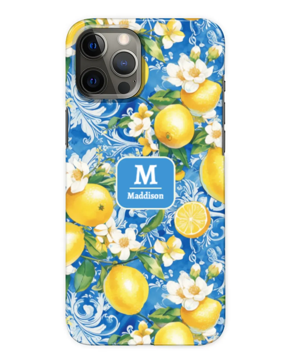 Elegant Lemon Citrus Monogram Personalized Name Case-Mate iPhone Case, Gifts for Girlfriend, Gifts for Girlfriend