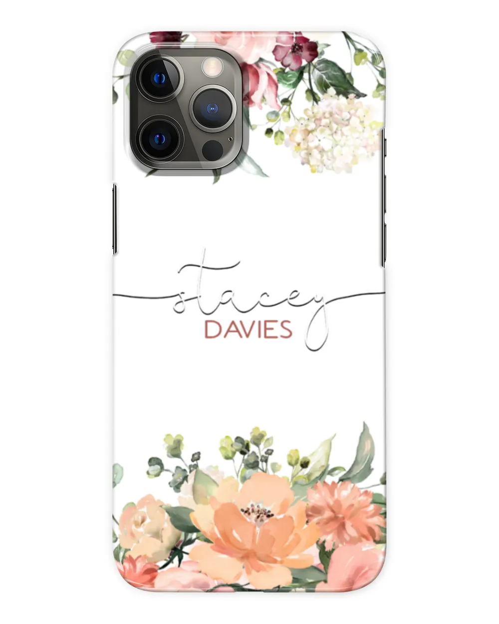 Personalized Monogram Phone Case Initial Letter Vintage Retro Floral Custom Name Cases for Women Girls Compatible with iPhone 14 13 12 11 Pro Max Mini XR XS X Snap Case - iP 12 white