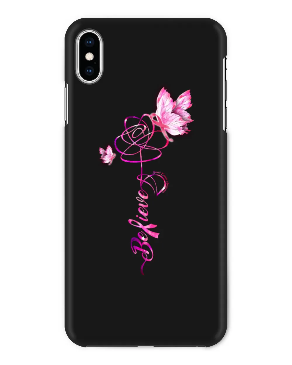 Breast Cancer Butterfly Believe Pink Ribbon Cancer Survivor
