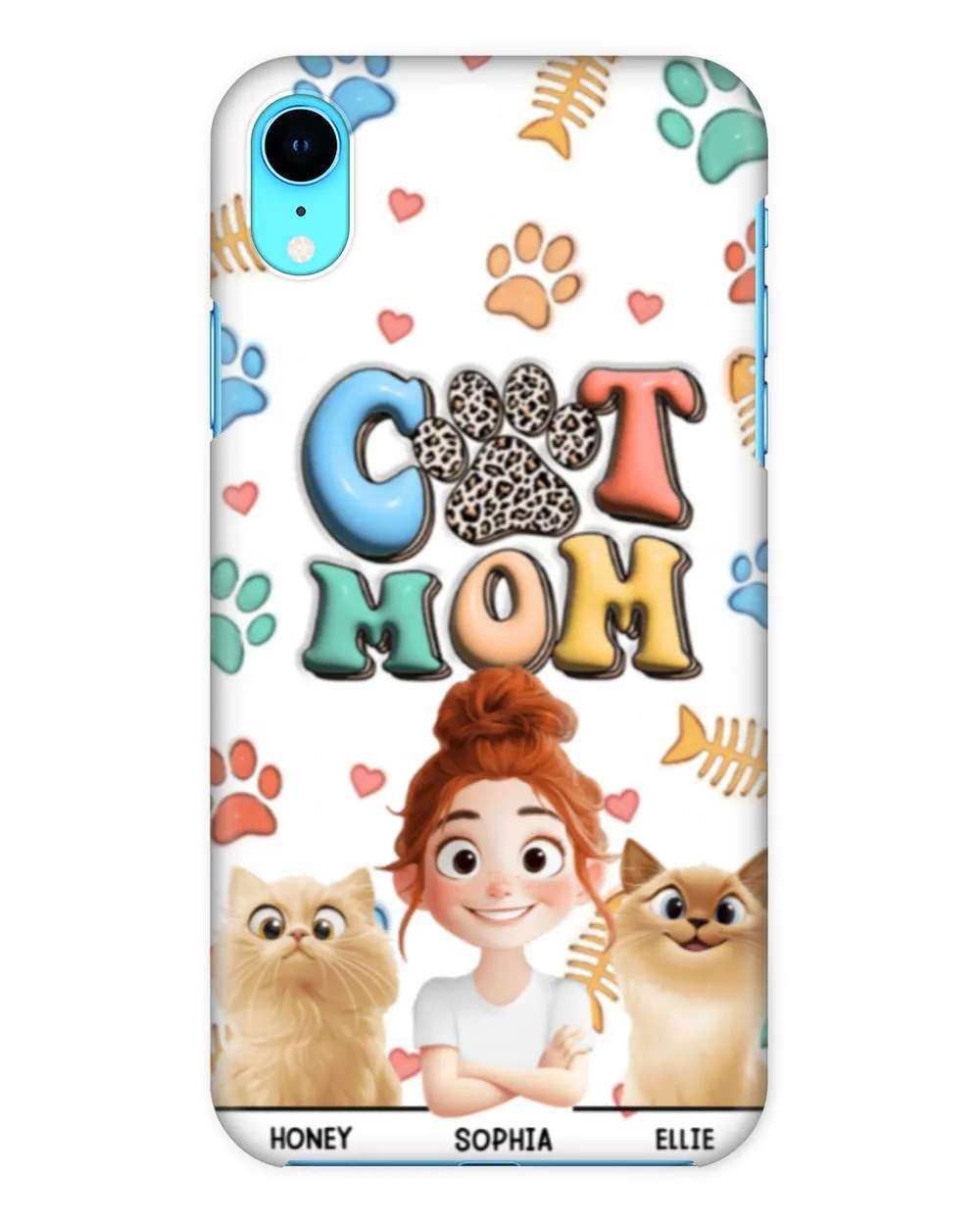 Cat Mom 3D Style Pattern - Personalized Clear Phone Case, Gift For Cat Loves, Gift Idea For Cat Loves