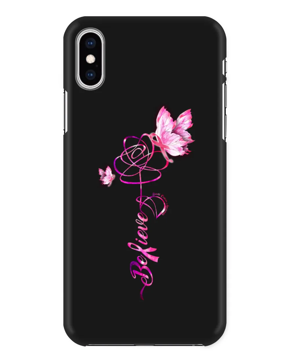 Breast Cancer Butterfly Believe Pink Ribbon Cancer Survivor