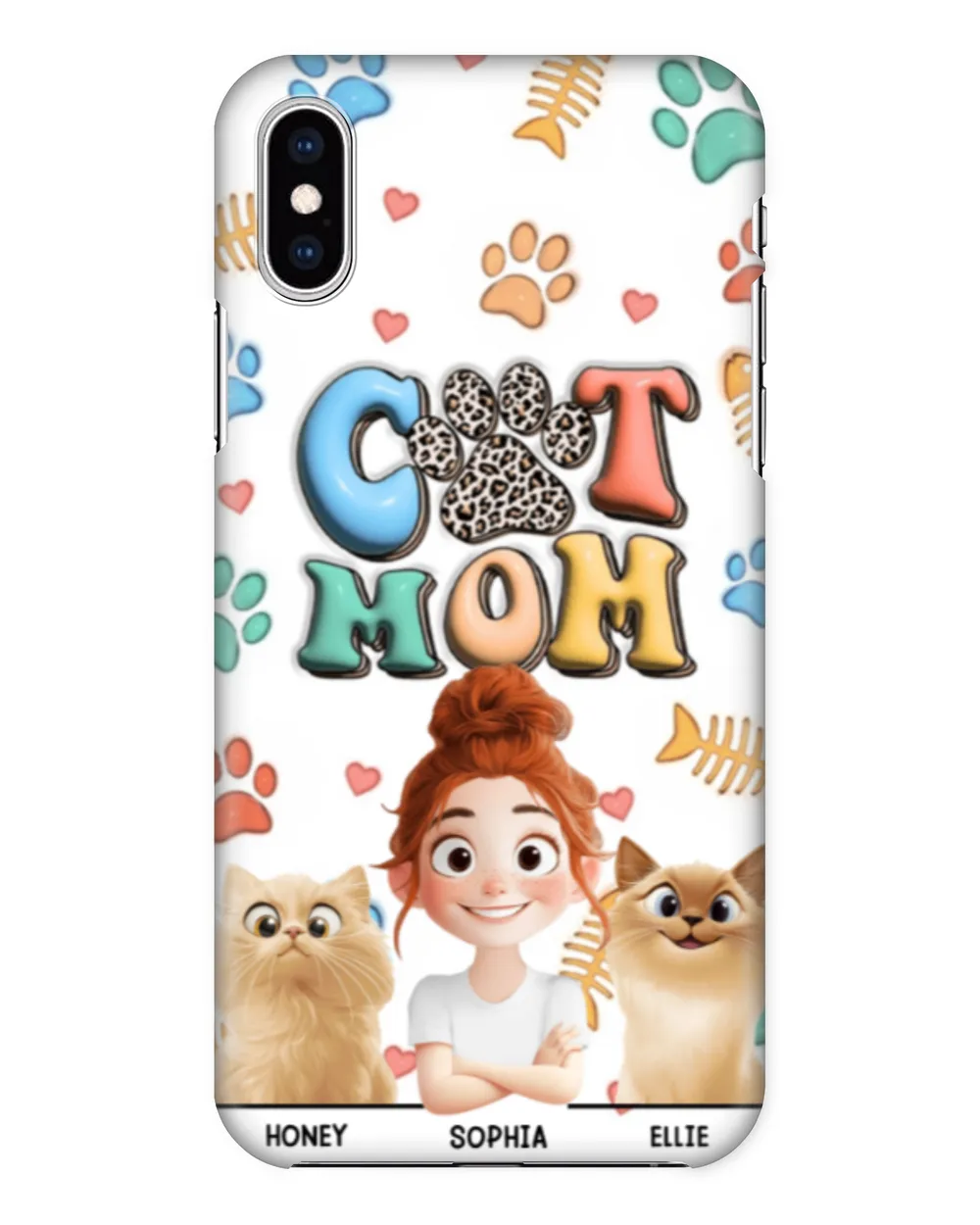 Cat Mom 3D Style Pattern - Personalized Clear Phone Case, Gift For Cat Loves, Gift Idea For Cat Loves