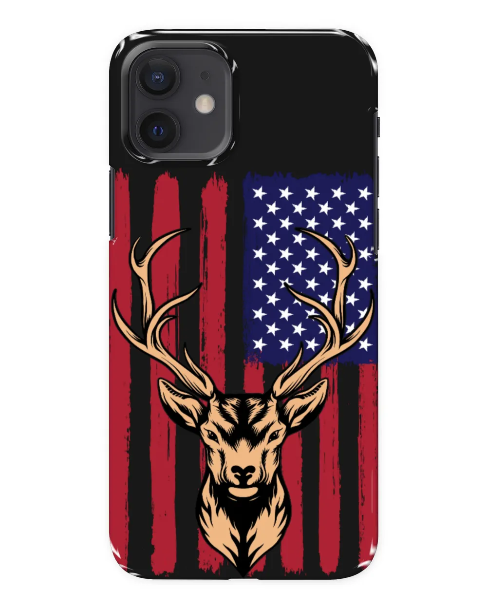 Deer Head Vintage US Flag