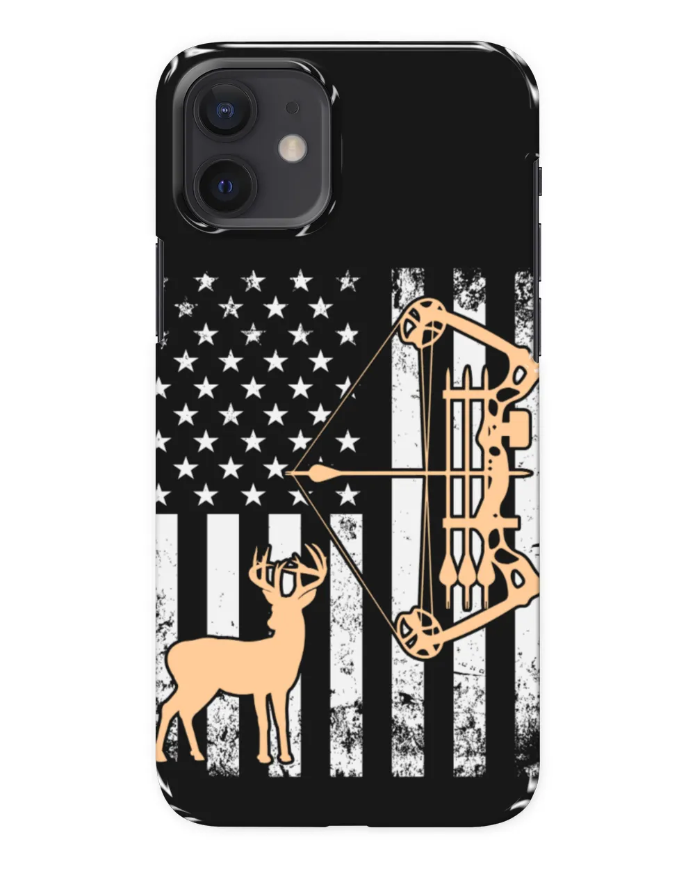 Deer Hunting Lovers US Flag Vintage Deer