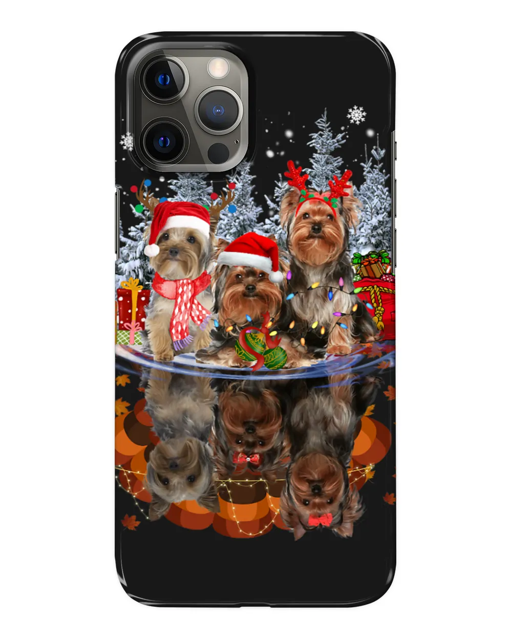 Yorkshire Terrier Dog Reflection Mirror Christmas Tree Xmas Yorkie