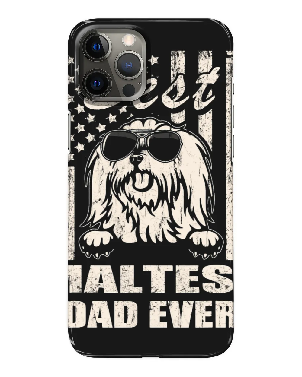 Dog Maltese Best Maltese Dad Ever Vintage Retro flag Dog Dad
