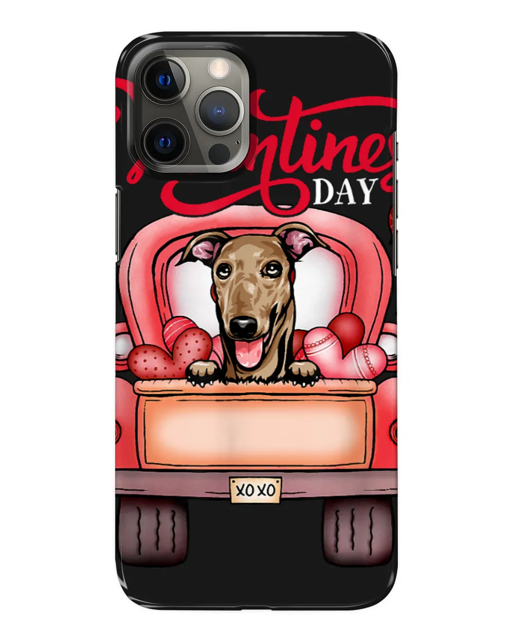 Dog Grayhound Red Truck Happy Valentines Day Greyhound Dog Hearts