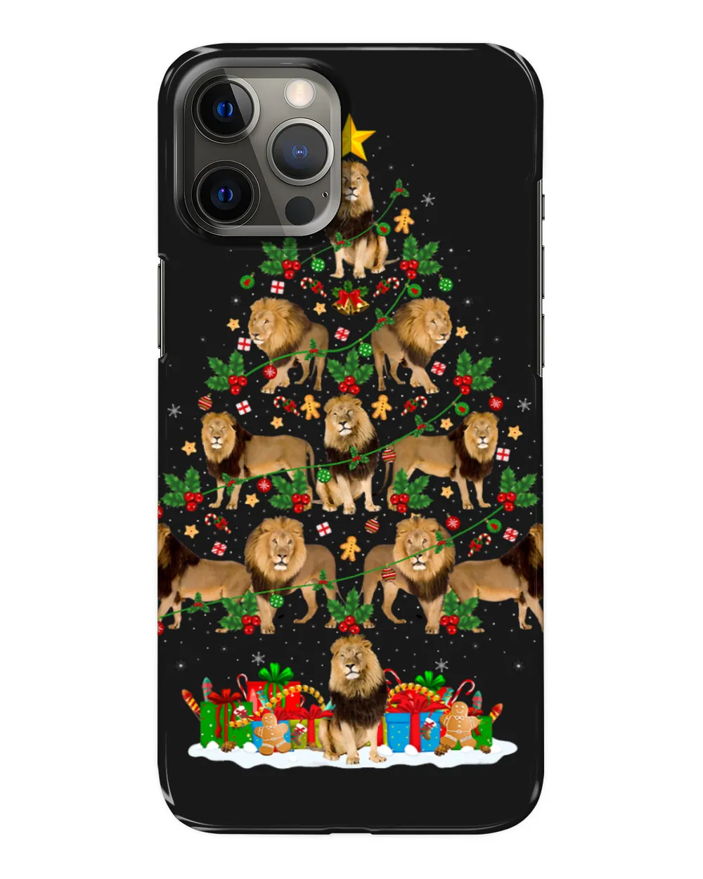 Lion Leo Xmas Tree Lights Funny Santa Lion Christmas