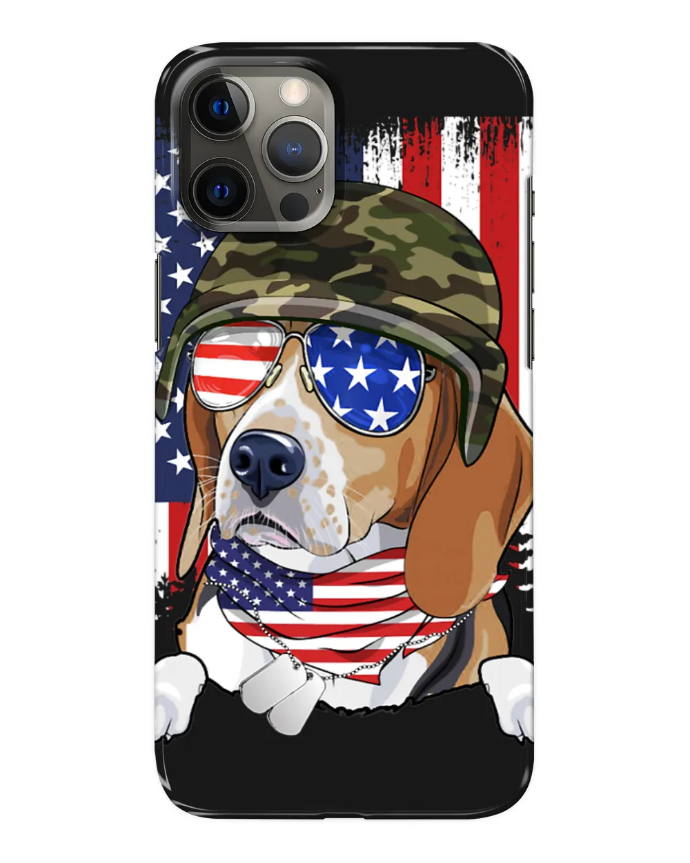 Vintage American Flag 4th of July Beagle Veteran Dog Lover 341