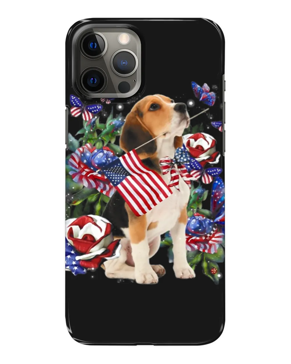 Beagle Butterfly Rose Flower American Flag 2Dog Lover