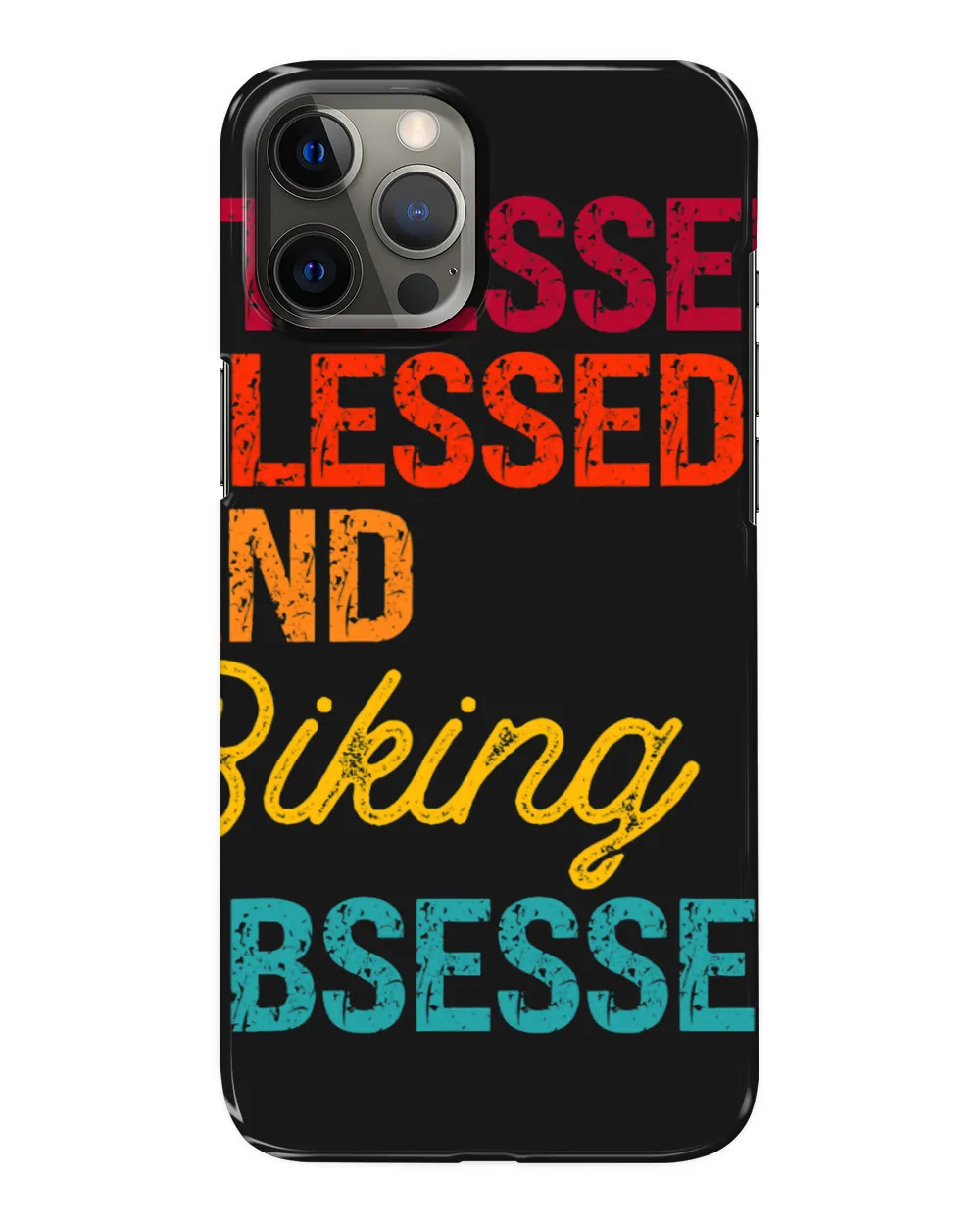 Cycling Cycle Stressed Blessed and Biking Obsessed Retro Distress Style