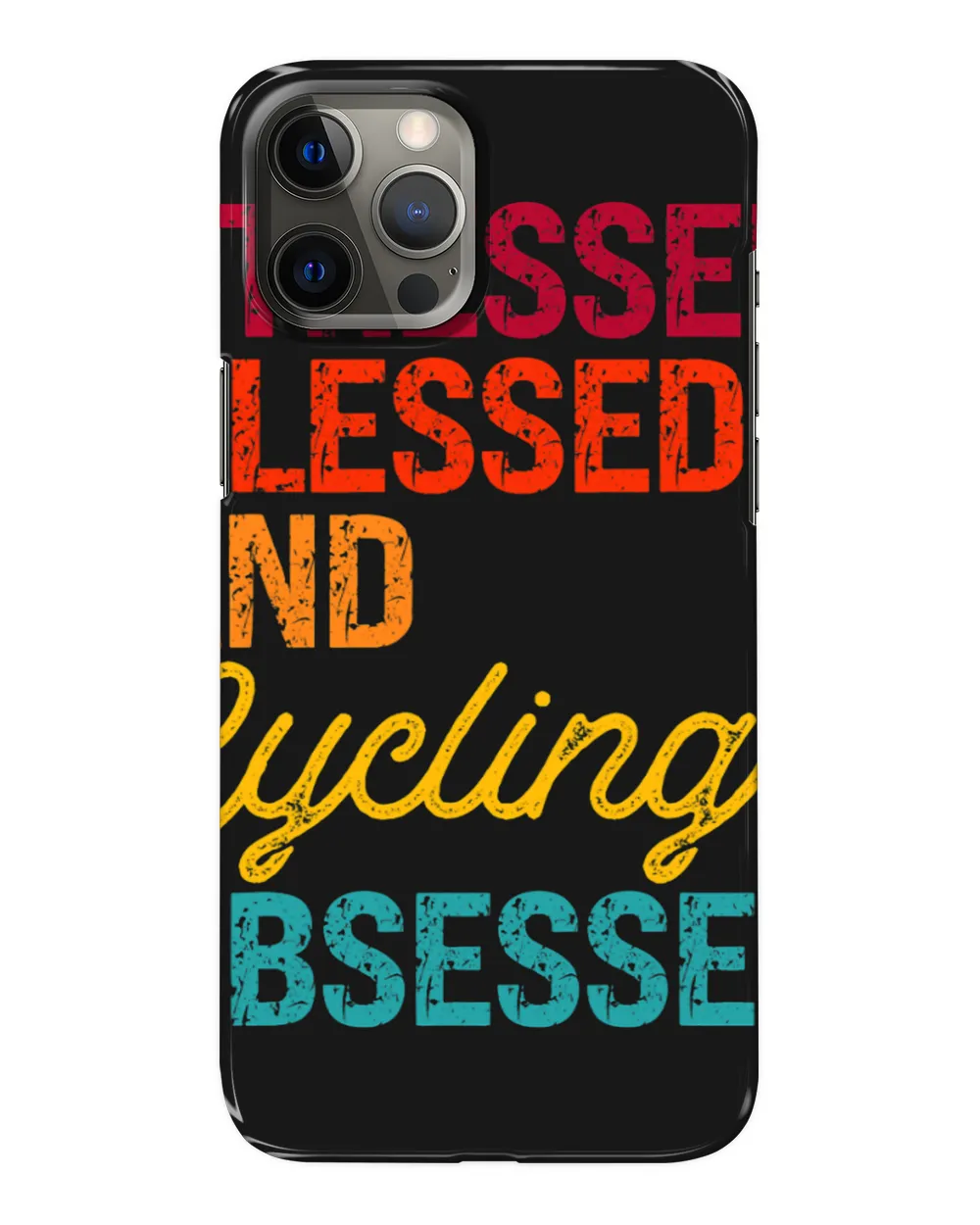 Cycling Cycle Stressed Blessed and Cycling Obsessed Retro Distress Style