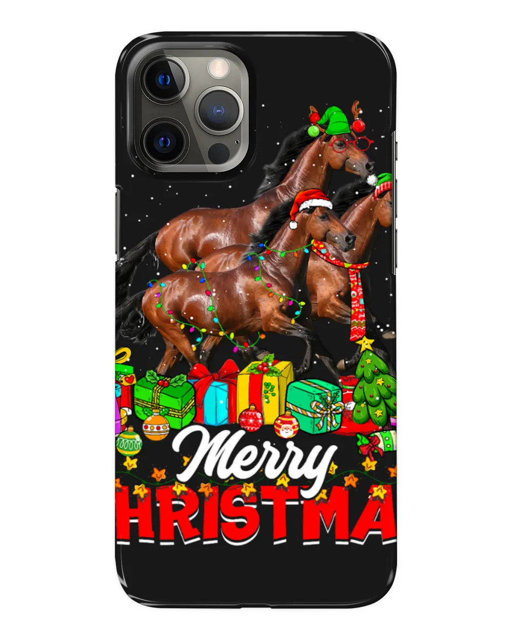 Horse Lover Xmas Tree Lights Christmas Pajama Horse Animals Lover