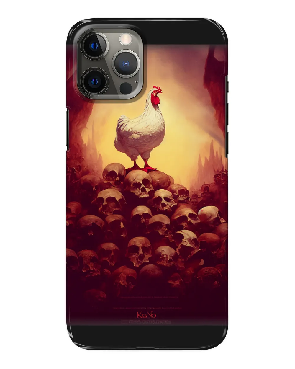 Chicken Lover White Chicken Standing On Pile Of Skulls Halloween